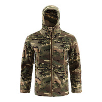 Veste Tactique Homme Manteau à Capuche en Polaire 350 g/m² MC FG Veste Coupe-Vent d'Hiver Camouflage