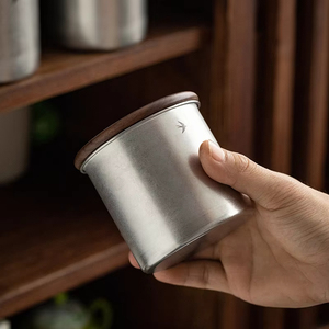 Contenedor de almacenamiento de cocina hermético de acero inoxidable personalizado, juego de botes de té, azúcar y café con tapa de madera - Product Image 6