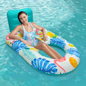 Màu Xanh PVC Inflatable Nổi Hàng Ngồi Có Thể Ngả Với Clip Net Bán Buôn Nước Inflatable Võng Với Kéo Ngồi Có Thể Ngả Giường Và Cốc - Product Image 3