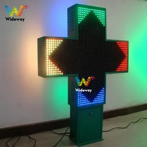 Tela de led personalizada para farmácia, sinal cruzado de farmácia para uso ao ar livre, em cores, com instalação fixa, com mensagem de sinal