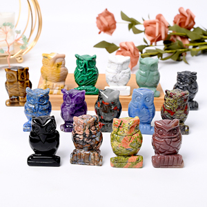 Figurines d'hiboux en cristal personnalisées, sculptées en pierres précieuses naturelles multiples, pour la vente en gros - Product Image 1