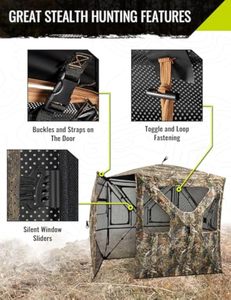 Tenda da Caccia Portatile Pop-up con Ingresso Laterale, Facile da Montare, per Caccia a Cervi, Anatre e Tacchini, con Rete Trasparente - Product Image 6