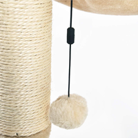 Tour d'activités pour chat en bois, multi-niveaux, avec hamac, griffoir, montage facile, balle interactive suspendue en peluche, griffoir en sisal durable