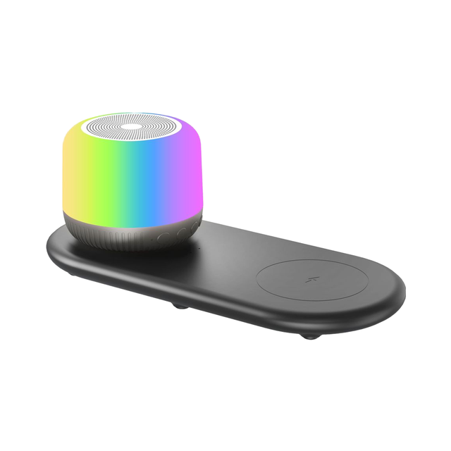 Multifunctional RGB LED Light BT Stereo Bass 15W Fast Wireless Charging TWS Portable Wireless Speaker Charging Speaker for Desk