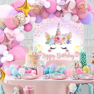 <strong>Unicorn</strong> Birthday Balloon Garland Arch Kit and <strong>Party</strong> Backdrop <strong>Party</strong> <strong>Supplies</strong> for Girls Women Birthday Decorations - Product Image 2