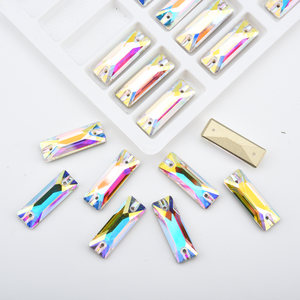 Oleeya Factory Wholesale Lead-Free K9 Glass Flatback Baguette AB Rhinestones <b>Sew</b> On Loose Crystals for Wedding Dress Hair Bow - Product Image 5