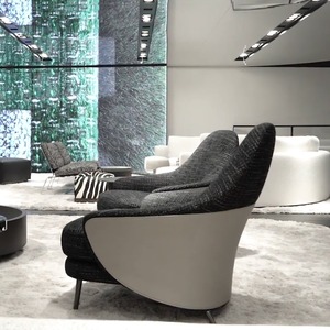Ensemble fauteuil et pouf élégants avec rembourrage en <span class=keywords><strong>peluche</strong></span> et design moderne pour un confort élégant dans n'importe quel espace - Product Image 3