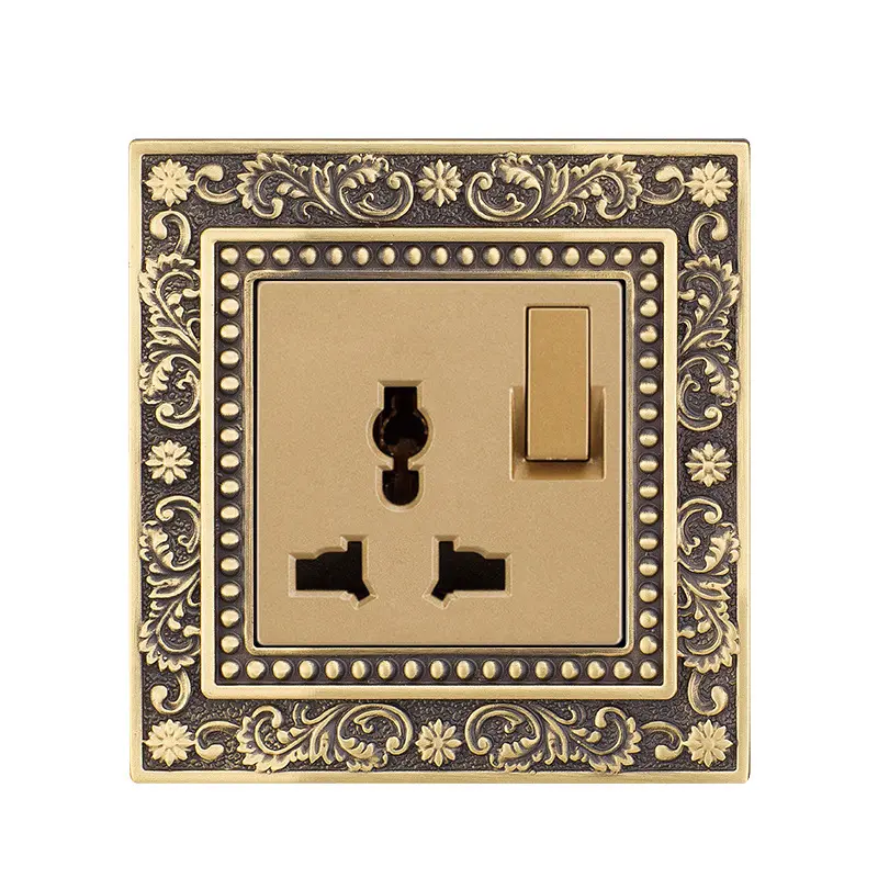 Lüks Metal el-cilalı düğme anahtarı tarzı kontrol duvar kıdemli ışık anahtarı desen gravür çin ab standart 10A bakır