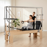 Banc de Pilates pliable en bois de chêne MJD W25 - 3-en-1, multifonctionnel, portable, durable et écologique, équipement de studio de Pilates