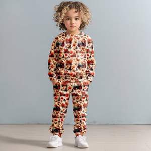 Pulôver personalizado Camisola De Bambu Conjunto com Bolso Outono Camisola Jogger Sets Crianças - Product Image 3