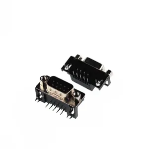 Conector de PCB RS232 para DB9 Fêmea Macho D-Sub, placa soldada DR9 com pernas curvas dobradas de 90 graus, conector de 9 pinos