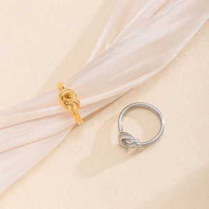 精致热卖无光泽18k真镀金双线结块指环，适合爱情承诺的女性 - Product Image 4