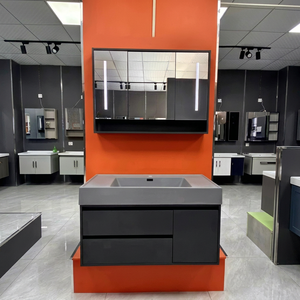 Factory-Direct Modern Minimalist Integrated Sintered Stone Basin and <b>Smart</b> LED <b>Mirror</b> Wall-Mounted Bathroom Vanity - Product Image 1