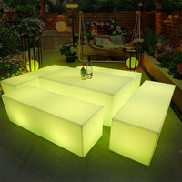 Chaise contemporaine cube illuminée par LED, banquette droite, lumière pour l'extérieur, hôtels-Matériau PE, tabourets de bar pour discothèque
