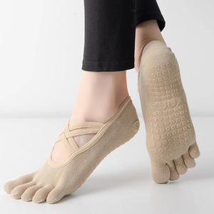 <span class=keywords><strong>Calcetines</strong></span> de Pilates finos personalizables para mujer, diseño de <span class=keywords><strong>5</strong></span> <span class=keywords><strong>dedos</strong></span>, antideslizantes, con suela cruzada, cortos, para otoño - Product Image 4