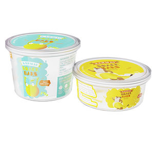 Pot de stockage en plastique de bonbons cadeau transparent avec couvercle 500g couleur personnalisée ronde - Product Image 1