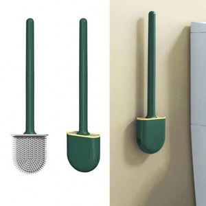 Mini brosse de toilette en plastique, brosse de nettoyage sans angle mort, poignée en acier amovible, écologique, peu encombrante, à fixer au mur - Product Image 5