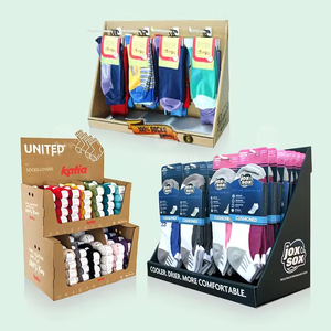 Carton d'impression personnalisé Holidaypac Présentoir de comptoir de <span class=keywords><strong>magasin</strong></span> de chaussettes <span class=keywords><strong>Happy</strong></span> portable pour chaussettes - Product Image 1