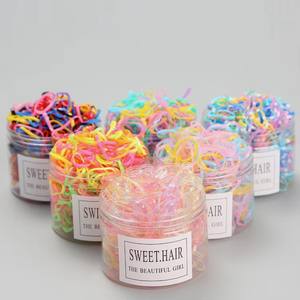 Jelly Color 500 pièces bandes de <span class=keywords><strong>cheveux</strong></span> élastiques jetables chouchous en tissu doux pour enfants et bébés une boîte épaissir les élastiques - Product Image 4