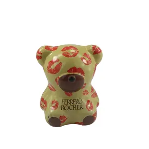 Рождественский подарок на заказ, металлическая жестяная коробка в форме медведя для упаковки конфет и шоколада