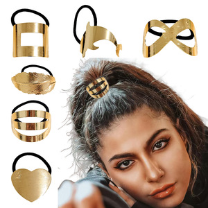 Nouvelle mode en forme de coeur géométrique or argent métal cheveux cravate simplicité haute Simple queue de cheval alliage cheveux <span class=keywords><strong>corde</strong></span> femmes - Product Image 1