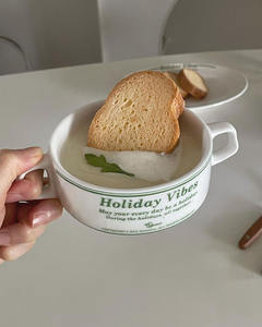 Bol à soupe binaural en céramique, pour boisson chaude <span class=keywords><strong>de</strong></span> corée, tasse à dessert occidentale, petit déjeuner, vente directe depuis l'usine - Product Image 4