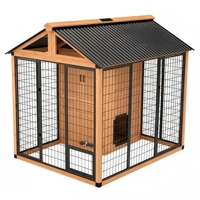 Cage pour animaux de compagnie modulaire, écologique, imperméable et durable, en WPC ASA, avec enclos en grillage métallique et design ventilé