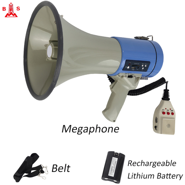 50W Portable Megaphone Bullhorn Lithium Battery Handle Megaphone Loudspeaker Outdoor Speaker