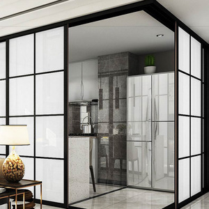 กระจกบานเลื่อน96x80แบบเรียบง่ายทันสมัยอลูมิเนียมสีดำสำหรับการตกแต่งภายในห้องครัว - Product Image 2