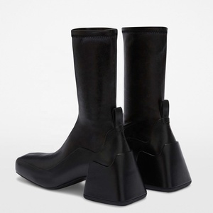 Botines de Mujer de Alta Calidad con Parte Superior Metálica, Tacón Grueso, Cierre de Cremallera, Punta Cuadrada, Tacón Medio y Grueso, Botines Elegantes - Product Image 6
