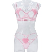 Ensemble de lingerie trois pièces en dentelle pour femme 2026, soutiens-gorge ajourés INS, vêtements romantiques et amusants, directement de l'usine