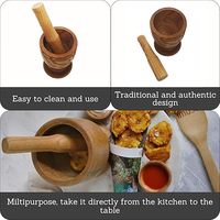 Ensemble mortier et pilon en bois massif avec base à trois niveaux, moulin à épices en bois fait main pour broyer l'ail, le gingembre et les herbes