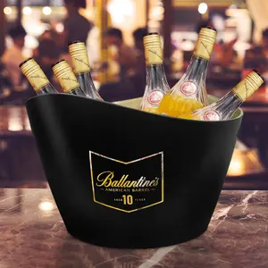 Custom High Quality LED champagne Bucket 6 Bottles Beer Champagne Acrylic Drinking Plastic Ice Buckets Coolers