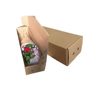 Качественная прочная Гофрированная коробка для доставки цветов, индивидуальная упаковочная коробка для цветов, бумага для переработки 450*80*40 мм, принимается CN;GUA NAIYA NY204