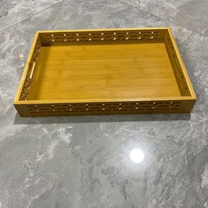 Plateau de service en bambou 18-18,9 cm, design sculpté, pour le thé, les gâteaux, les fruits, usage domestique et hôtelier - Product Image 4