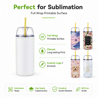 Gobelet à sublimation vierge avec couvercle dôme effet boule à neige, personnalisable avec logo, 12oz 24oz, avec paille, pour enfants