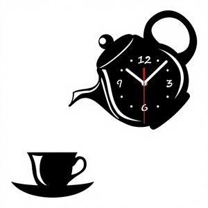 Wooden Teapot <b>Wall</b> <b>Clock</b> Decorative 2 Piece <b>Wall</b> Hanging <b>Clock</b> Quartz Movement for Living Room <b>Kitchen</b> - Product Image 4
