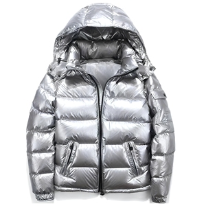 Winter warm quilted <b>jacket</b> Unisex hooded puffer coat Solid color padded zip-up Outdoor polyester puffer <b>jacket</b> Solid Colors - Product Image 1
