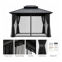 Pergola en aluminium haute résistance avec toit rigide ventilé, système de drainage, résistante aux intempéries, pour terrasse de villa