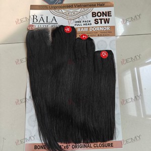 KEMY <span class=keywords><strong>capelli</strong></span> all'ingrosso <span class=keywords><strong>donna</strong></span> osso dritto vietnamita Remy <span class=keywords><strong>extension</strong></span> <span class=keywords><strong>capelli</strong></span> umani 3 + 1 doppio fascio disegnato 4*4 chiusura pizzo nero - Product Image 3