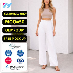 <span class=keywords><strong>Pantalon</strong></span> décontracté d'été taille haute <span class=keywords><strong>blanc</strong></span> coupe droite pour <span class=keywords><strong>femme</strong></span> – Nouvelle collection promotionnelle - Product Image 1