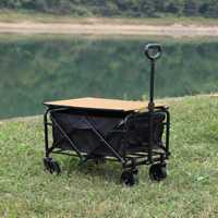 Chariot utilitaire pliable à quatre roues, robuste, imperméable, écologique, réglable, en métal, pour extérieur, avec côtés amovibles, pour le camping