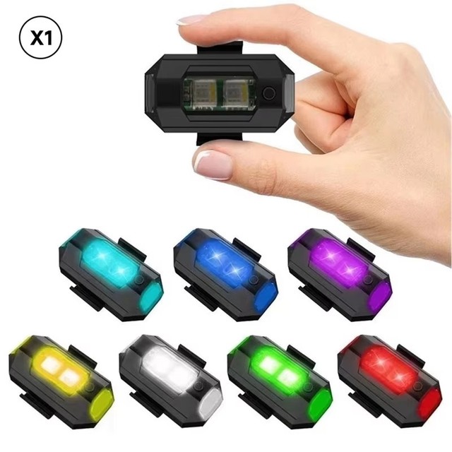 New Universal 12V LED Motorcycle Warning Lights 7 Colors Mini USB Drone Strobe Light Bike Aircraft Night Flashing Turn Signal