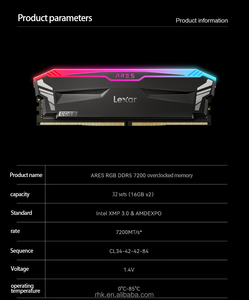 Memoria RAM DDR5 ARES RGB de 32 GB (2x16 GB) 6400 MT/s/6800 MT/s/7200 MT/s para computadora de escritorio - Compatible con XMP 3.0 y Expo, Memoria RGB para juegos en negro/blanco - Product Image 6