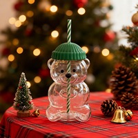 Nouvelles tasses mignonnes en verre borosilicate pour barista, avec couvercle et paille, recyclables, cadeau de Noël, verrerie