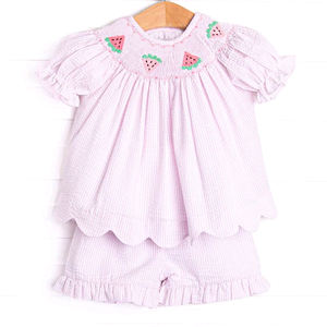 GSSO3238 Ensemble de yoga sans manches pour enfants, motif pastèque à rayures roses, personnalisé, pour petites filles actives, vente en gros - Product Image 5