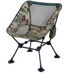 Chaise de pêche légère portable Camouflage vert Camping demi-lune chaises Patio chaise de plage inclinable pliante