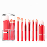 Ensemble de pinceaux de maquillage rétractables 8 en 1 Multifonctionnel Portable Poudre à poudrer Fard à paupières Voyage Ensemble complet d'outils de beauté