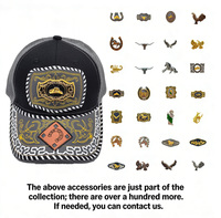 Gorra de camionero personalizable con patrón metálico 3D de herradura, estilo vaquero mexicano, étnico, occidental, de moda, de lona y malla, para exteriores y playa