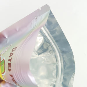 Cremallera de sellado térmico de Mylar de lámina de calidad alimentaria con logotipo personalizado para aperitivos, frutos secos, dulces, bolsa de pie con ventana transparente - Product Image 3